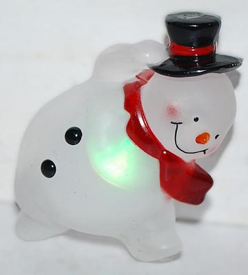Acrylic ILUMINATING SNOWMAN BROOCH (2½" x 1¾") Flashes 4 Colors & On/Off Switch