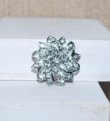 Round 6 SWIRL WAVES Silver Tone BROOCH (1⅛" Diam.)