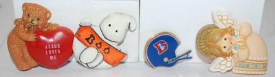 KID's Set of 4 BROOCHES (2" to 1") with Angel, Bear, Helmet & a "BOO"