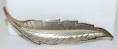 Silver Colored FROND BROOCH (3" x ¾") on a Silver Tone Setting