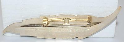 Silver Colored FROND BROOCH (3" x ¾") on a Silver Tone Setting