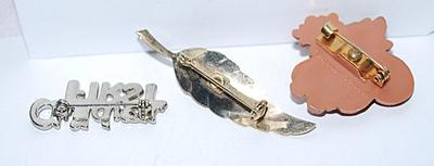 Collection of 3 Assorted BROOCHES - "Children First", Pearl Leaf & Bushy Tail Squirrel
