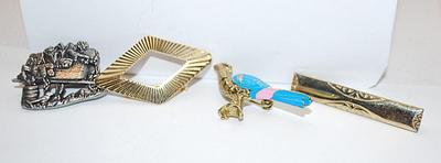 Collection of 4 Assorted BROOCHES - "Birds & Blooms" Flower Wheelbarrow, Pink & Blue Bird, Gold Colored...
