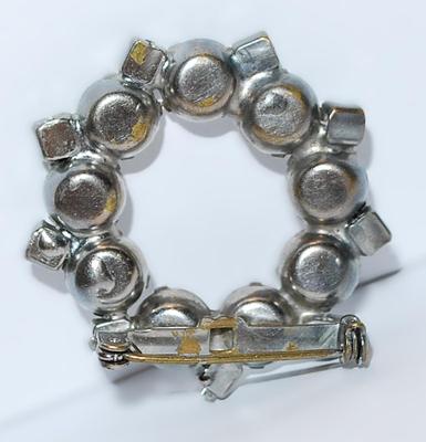 Vintage Rhinestone Circle BROOCH (1¼" Diam.) with Silver Tone Clasp