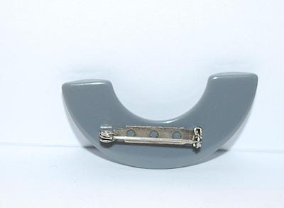 Half Circle GRAY ACRYLIC BROOCH (2" x 1") with Silver Tone Pin Setting