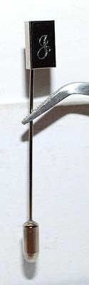 Letter "J" HAT PIN (4" L) with a Silver Tone Stem and Screw-on Security Clasp