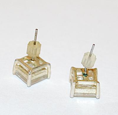 Nested Box Beveled "ICE CUBE" EARRINGS Set with Stud Post Clasp