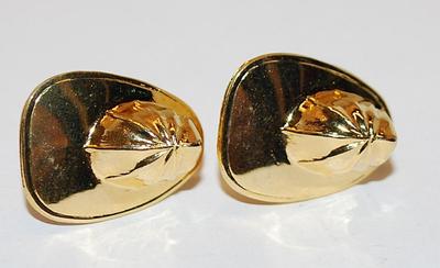 Unique Gold Colored "FIREFIGHTER'S HELMET" EARRINGS (1" x ¾") Set with Screwback Clasp