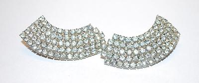 Showy Half Circle 5 Rows Bejeweled EARRINGS Set with a SPRING SNAP Clasp