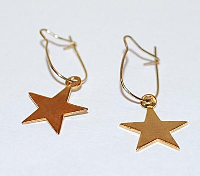 Delicate Gold Colored STAR EARRINGS Set with Spring Wire Hook Clasp