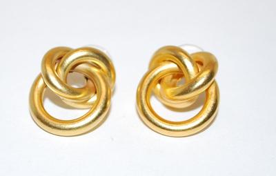 Brushed Gold Colored LOOSE KNOT EARRINGS Set with Stud Post Clasp