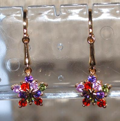 Multicolor 5 Point "Flower" Earrings (¾" x ¾") with Huggie Clasps