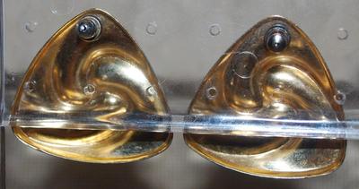 Vintage Style Bright Red & Gold Colored & Rounded Heart Shaped Earrings Set (1") with Stud Style Clasp