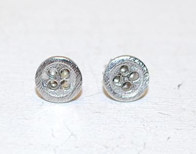 Tiny Silver Tone "Button" Earrings (¼" Circ.) with Stud Clasp
