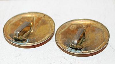 PINK Enamels on a Gold Tone Setting Earrings (1⅛" Circ.) with a Snap Clasp