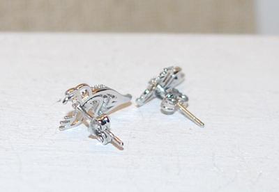 Standing Sparkly Clear Stones ELK Earrings Set (¾") with Stud Style Clasp