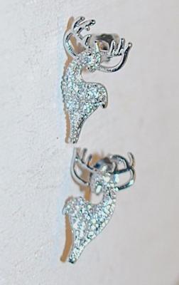 Standing Sparkly Clear Stones ELK Earrings Set (¾") with Stud Style Clasp