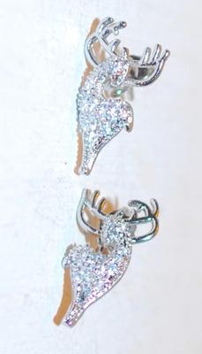 Standing Sparkly Clear Stones ELK Earrings Set (¾") with Stud Style Clasp