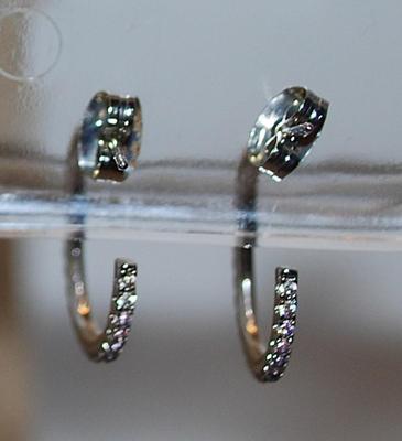 Thin Line of Colored Tiny Stones Earring Set (¾") with a Stud Style Clasp