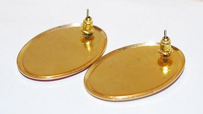 Pink Metal Swirl Oblong EARRINGS with Stud Post Clasp