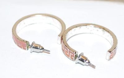 Vintage Style Pink Line Design EARRINGS with Stud Post Clasp