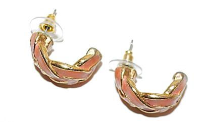 "Shrimp" PINK Enamel ½ Circle EARRINGS with Overlapping Layers and a Stud Post Clasp
