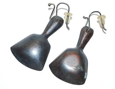 Vintage Brown Metal "SHOVEL" EARRINGS with Hook Clasp