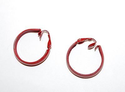 Bright RED METAL EARRING Set with SNAP "Spring" Clasp