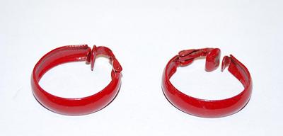 Bright RED METAL EARRING Set with SNAP "Spring" Clasp