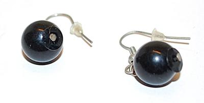 All BLACK GLOBES EARRINGS Set with Wire Hook Clasp