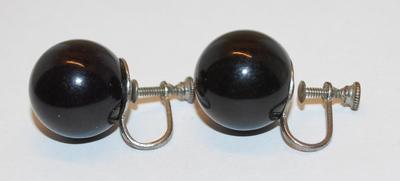 Solid Black GLOBE EARRINGS Set with a Screwback Clasp