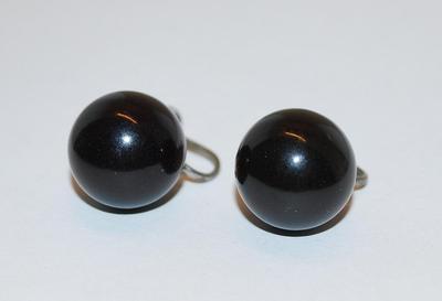 Solid Black GLOBE EARRINGS Set with a Screwback Clasp