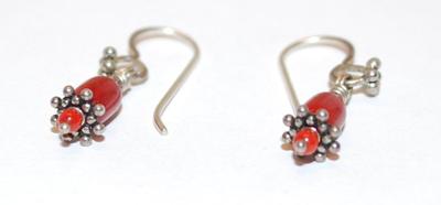 Delicate "RED MOUSE" EARRINGS Set with Wire Hook Clasp