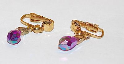 Iridescent Single Prism Bead EARRINGS Set with Gold Tone SNAP Clasp