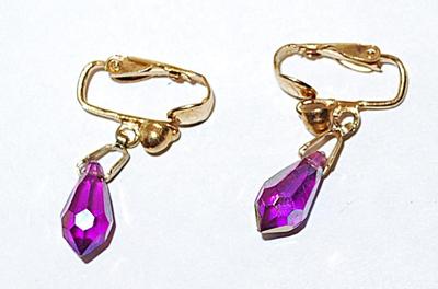Iridescent Single Prism Bead EARRINGS Set with Gold Tone SNAP Clasp