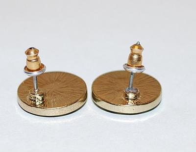 Small Black & Gold Colored Circle EARRING Set with Stud Post Clasp