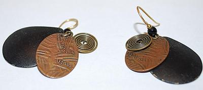 "Disks & Swirls" Dangle EARRINGS Set with Wire Hook Clasp