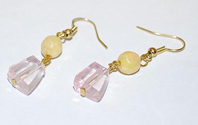 Pink & Yellow Acrylic EARRINGS Set with Wire Hook Clasp