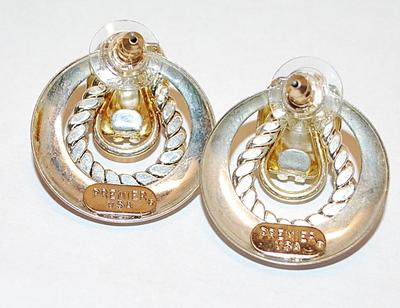 Marked "PREMIER USA ©" - Silver Colored Metal Loops & Swirls EARRINGS Set with Stud Post Clasp