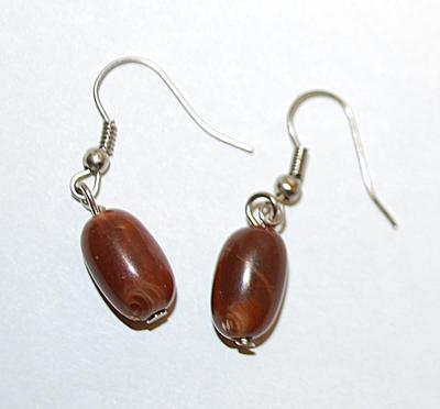 Simple Brown BARRELS EARRINGS Set with Wire Hook Clasp