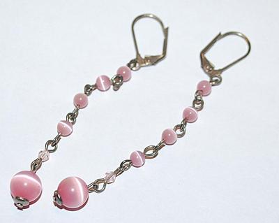 Pink Globes Dangle EARRINGS Set with Leverback Clasp