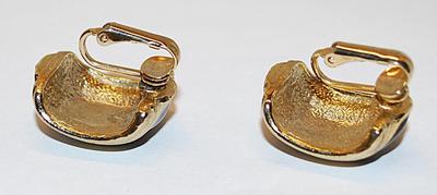 Vintage Black Enamel & Gold Border EARRINGS Set with Spring Snap Clasp