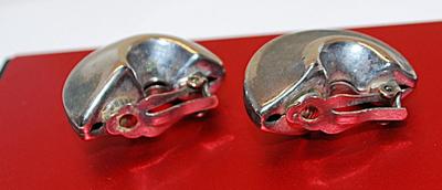 "Chucky Steel" LETTER "C" EARRINGS Set with Clip-On Clasp