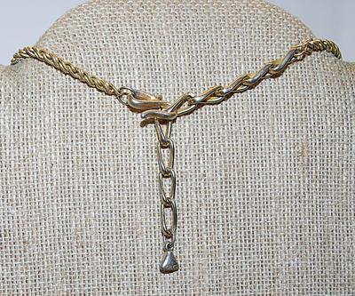 Vintage Marked "©LCi" Liz Claibourne NECKLACE with Silver Colored "Barrels & Beads" and Wire Loop Hook Clasp...