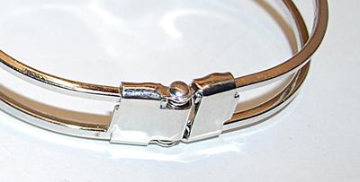 HINGED Spring Snap-Open BRACELET (2¼" Opening) with Hexagon Shape Glittery BLACK Graphite Style Beveled Stones