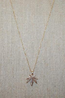 Gold Style Leaf PENDANT (1" x 1" ) on a Gold Tone Necklace Chain 17" L