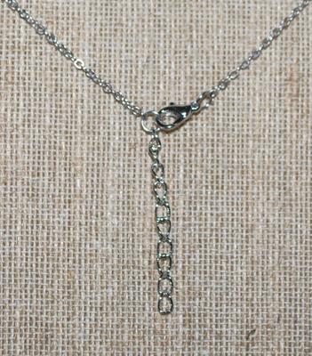 Multicolor Enameled Flower Blossom Marked .925 PENDANT (1" x ¾") on a Silver Tone Necklace Chain 16" L