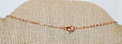 Diamond-Style ROSE GOLD Heart Shaped KEY PENDANT 1¼" x ½" on a Rose Gold Necklace Chain 17" L