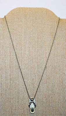 Vintage Style Bejeweled SANDAL PENDANT (1") on a Silver Tone Necklace Chain 15" L
