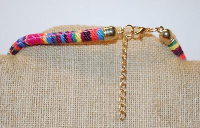Gorgeous Colorful Tribal Style Necklace Size: 12" Neck Size & 3 Moveable Metal Accents 7" Across